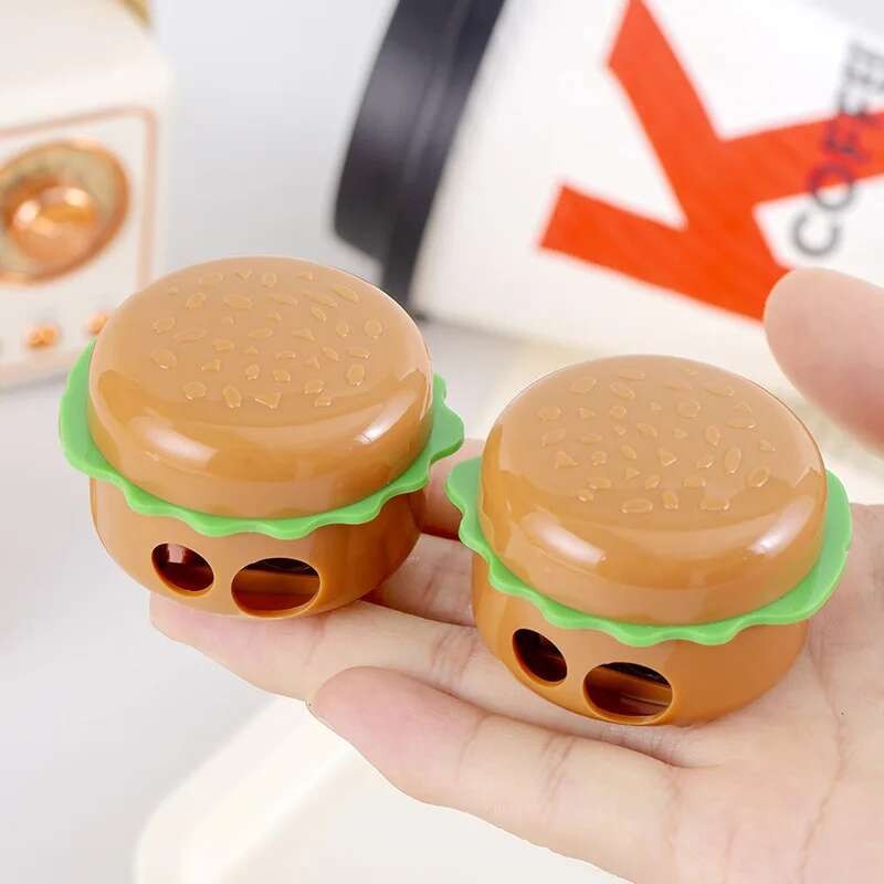 

1 Piece Lytwtw's Creative Diplopore Hamburger Pencil Sharpener Stationery Cartoon Office Supplies Kawaii School Accessories