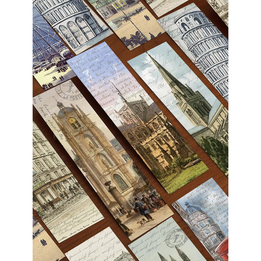 

30pcs World classic aritecture bookmarks European and American retro style reading books marked paper cards creative diy