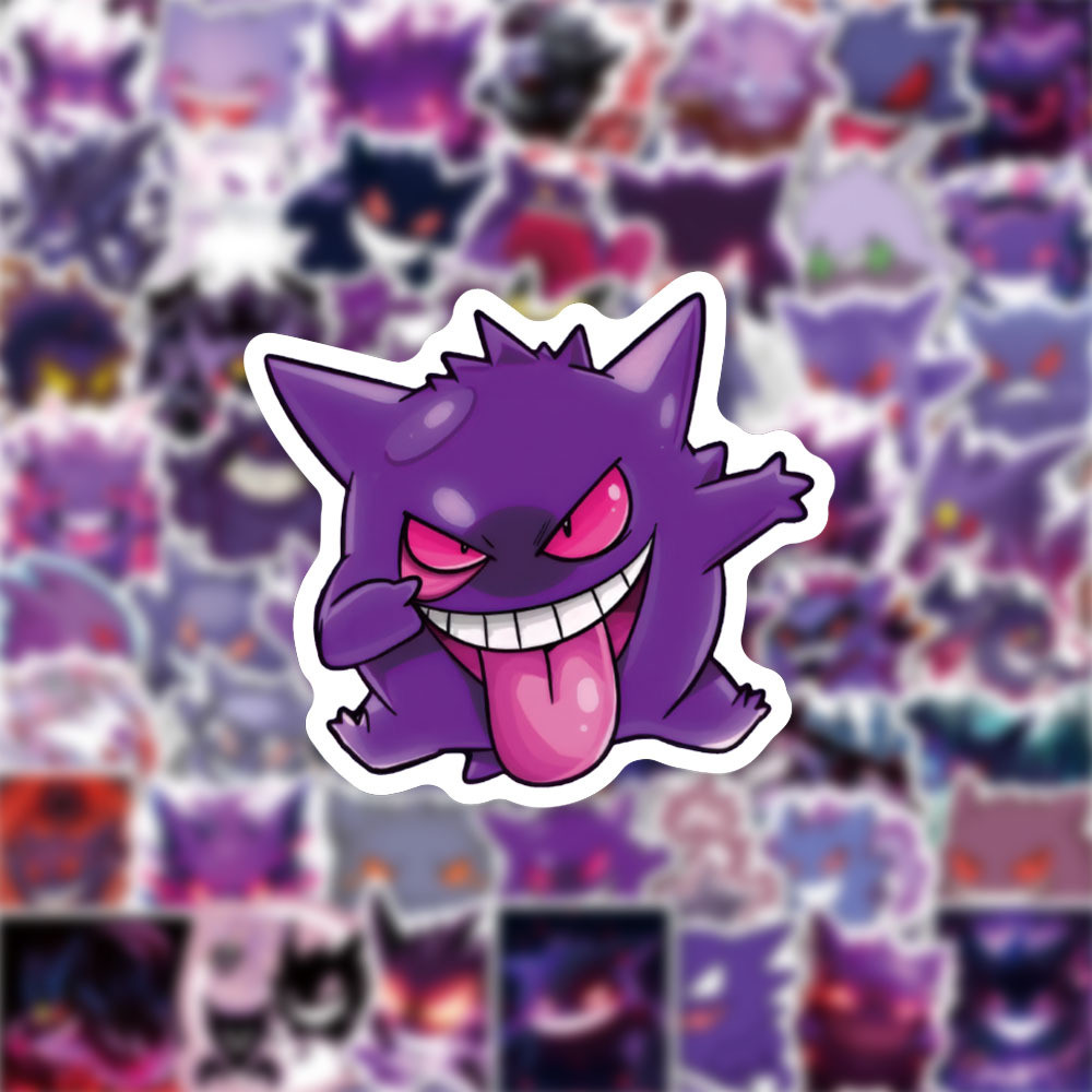 

10/30/50PCS Cute Pokemon Gengar Stickers DIY Motorcycle Phone Skateboard Laptop PVC Waterproof Kids Toy Graffiti Cartoon Decals
