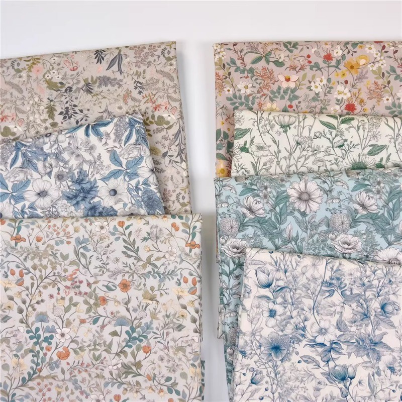 

Floral Pattern Cotton Poplin Fabric Morris Series DIY Handmade Sewing Dresses Book Cover Gold-Trimmed Hat Decorations Material
