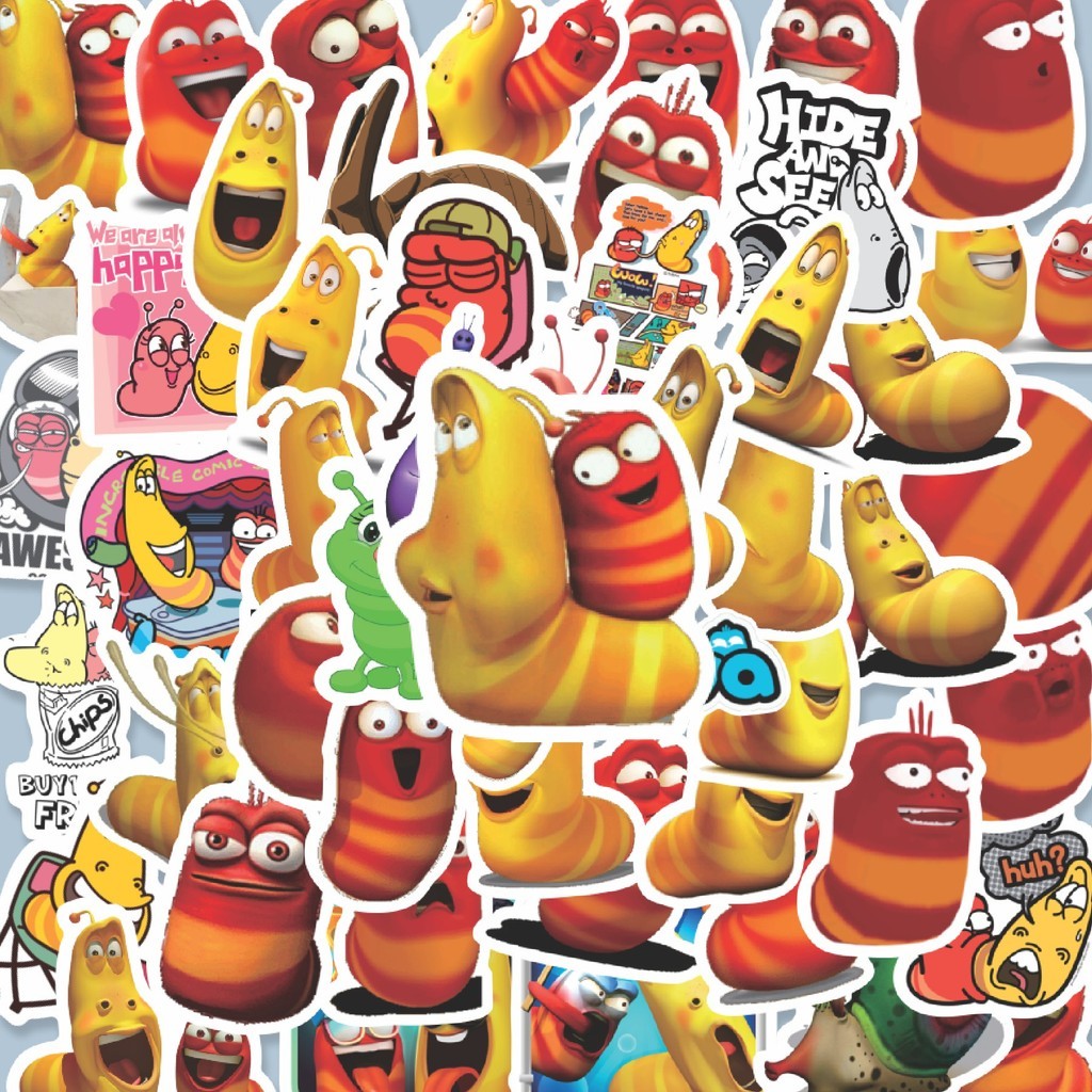 

100PCS Lucu Kartun Larva Stiker Aesthetic Stiker Anti Air Stikers Berperekat Waterproof sticker decal buat Motor Helm Buku Journal Koper Casing HP Laptop Botol Minum Hadiah anak