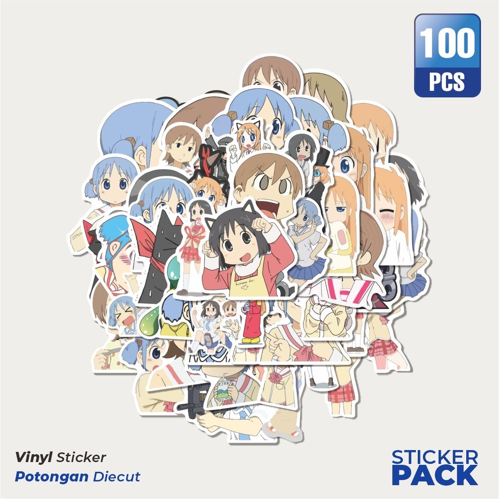 

100 PCS STIKER Anime Nichijou Sticker Waterproof Aesthetic- Untuk Laptop, Motor, dan Helm - Paper Stationery Pack