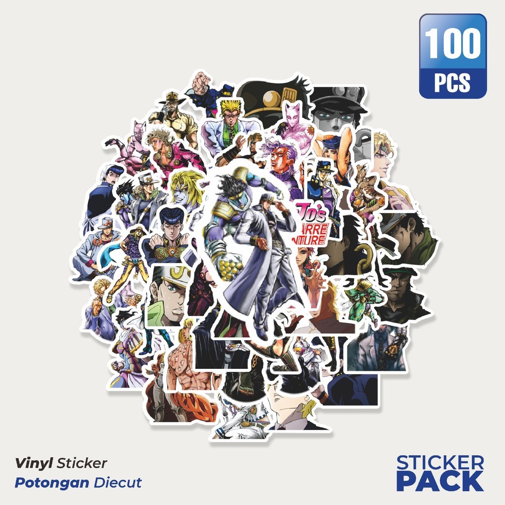 

MURAH 100 PCS Stiker Anime JoJo's Bizarre Adventure Waterproof Aesthetic- Untuk Laptop, Motor, dan Helm - Paper Stationery Pack