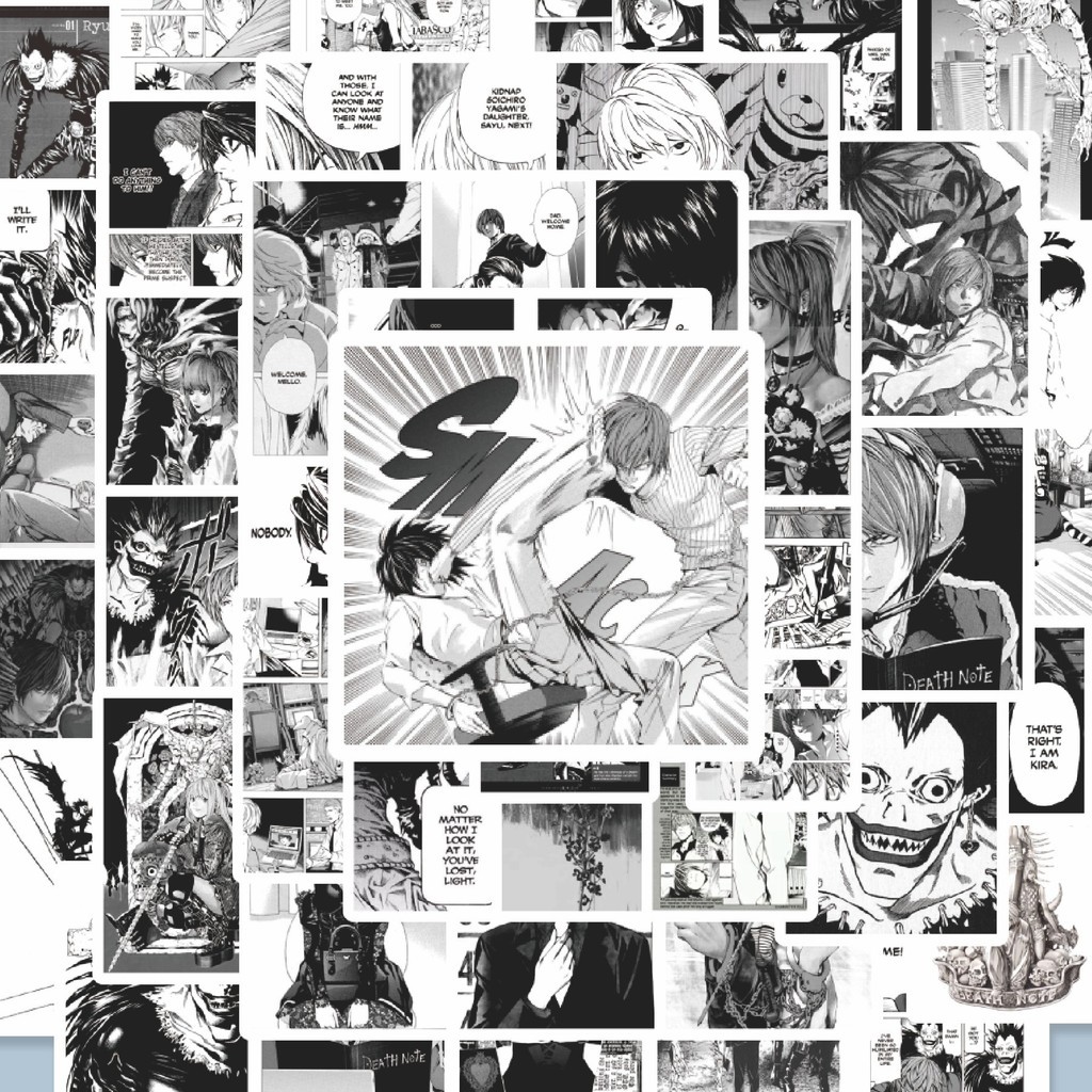 

100PCS Lucu Stiker Anime Death Note S2 B&W Stiker Aesthetic Stiker Anti Air Stikers Berperekat Waterproof sticker decal buat Motor Helm Buku Journal Koper Casing HP Laptop Botol Minum Hadiah anak
