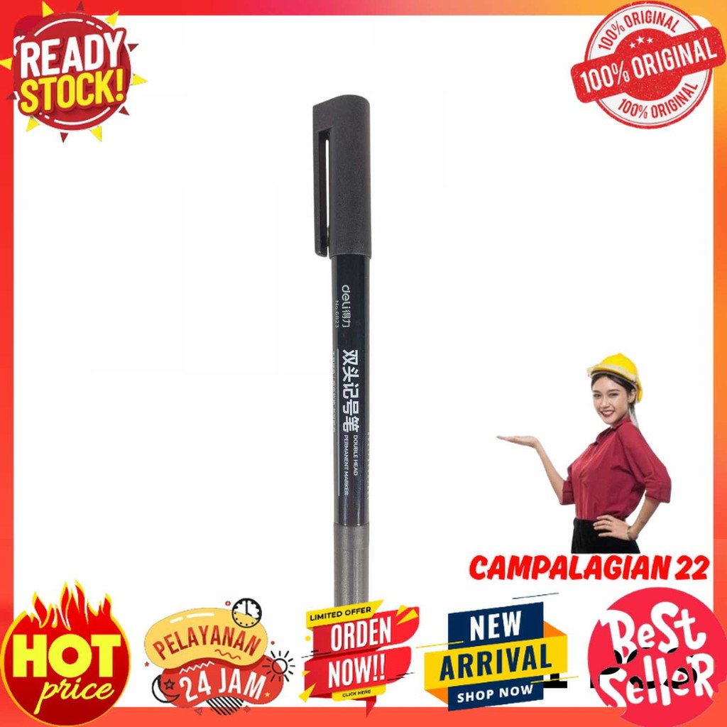 

Deli Pena Permanen Dual Head Tip Marker Pens Waterproof - 6823
