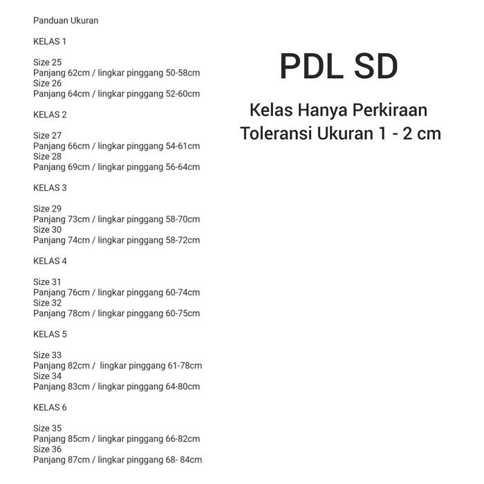 Terlaris  -CELANA PRAMUKA PDL SD SERAGAM CELANA SEKOLAH PRAMUKA SD PDL - CELANA PDL, Size 25