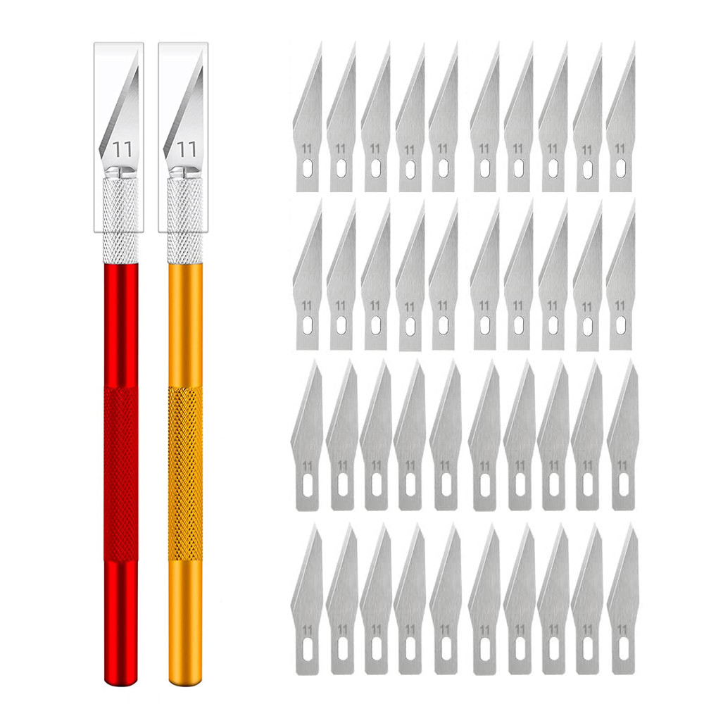 

Engraving Non-Slip Metal Knife Kit + 40/10pcs #11 Blades Cutter Craft Knives for Mobile Phone PCB Repair Hand Tools