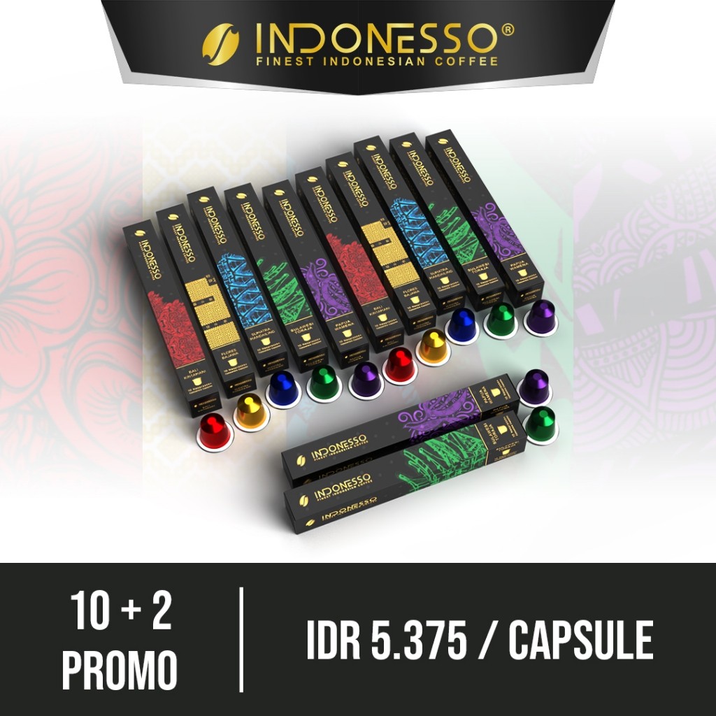

INDONESSO Specialty Coffee Capsules Compatible with Nespresso Machines / Kapsul Kopi, - PROMO 10+2
