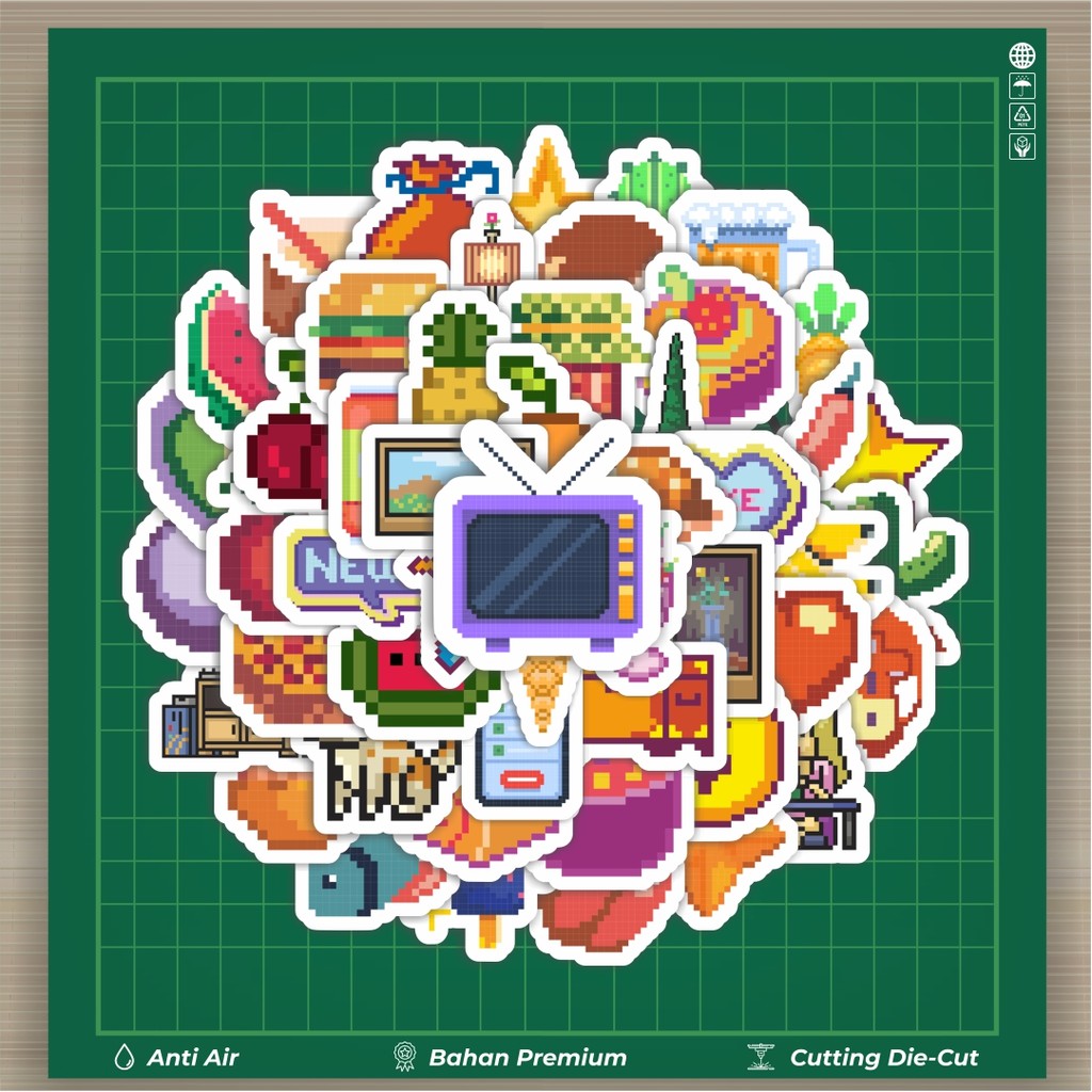 

HOT 50 PCS STIKER Sticker Kartun Pixel Sticker Stiker Fashion Cars Decal Dingin Kartu Album Custom Vinyl Anti Air- Sticker Aesthetic Buku Journal Koper Casing HP Tablet Laptop Helm Motor Botol Minum