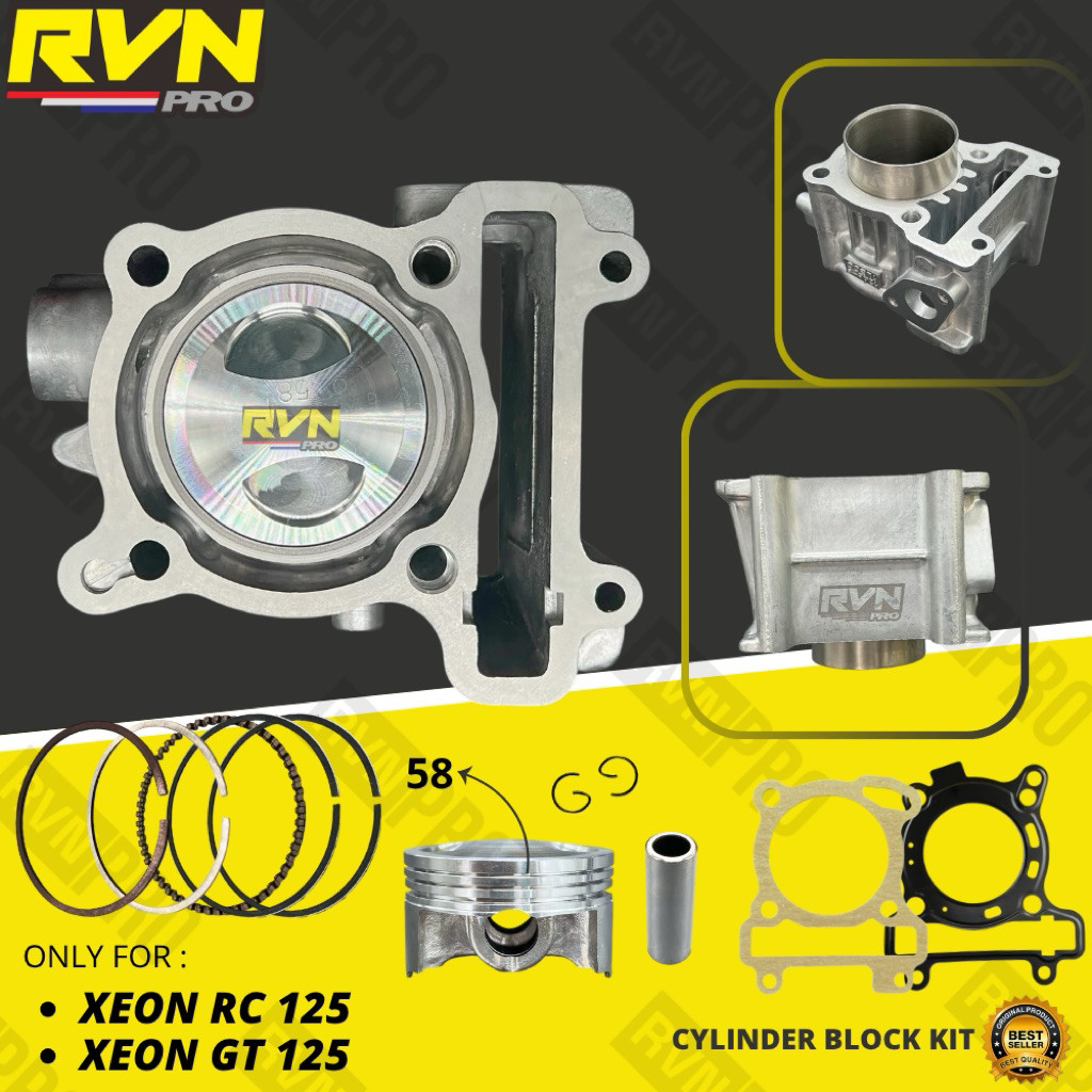 RVN CYLINDER BLOK SEHER BORING KOMPLIT BORE UP 1LB XEON RC 125 INJEKSI XEON GT 125 INJEKSI 58 MM 58M