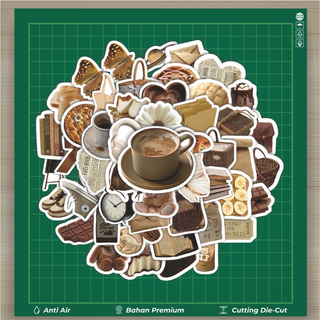 

HOT 50 PCS STIKER Stiker INS Style Brown Dekorasi Lucu Kreatif untuk Notebook, Skateboard, HP