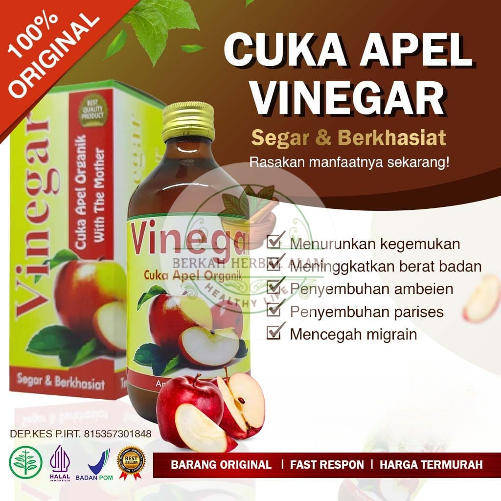 

Vinegar Cuka Apel Organik 100% - Cegah Kolesterol