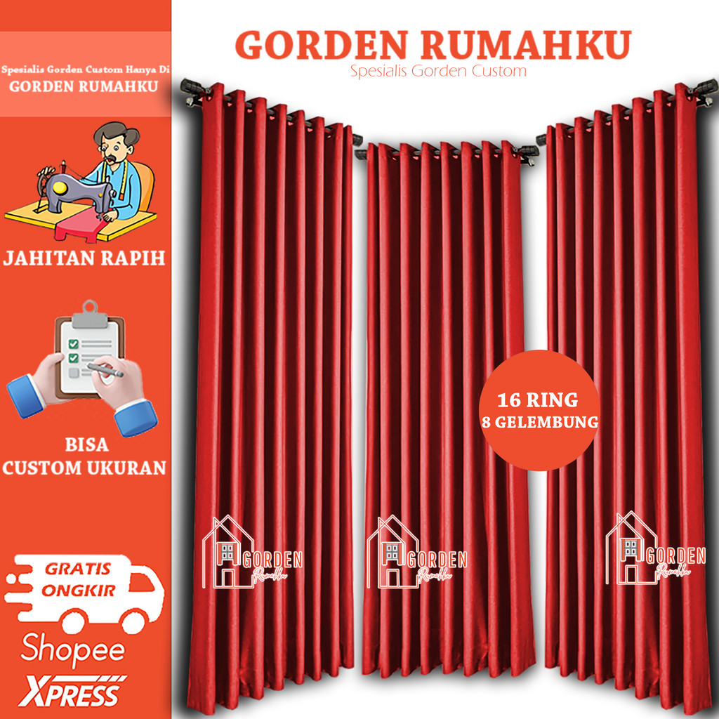 Gorden jendela ruang tamu mewah elegan panjang 140x230 tebal premium mewah