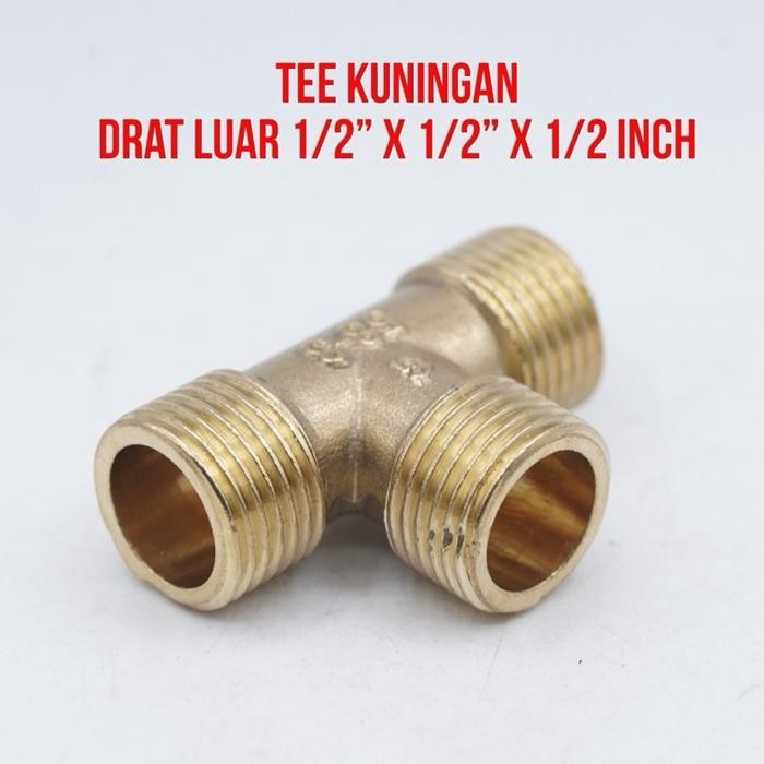 YOLO Tee T Cabang 3 Arah Drat Luar 1/2” x 1/2 x 1/2 inch Nepel Nipel Nipple Kuningan Sambungan Pipa 