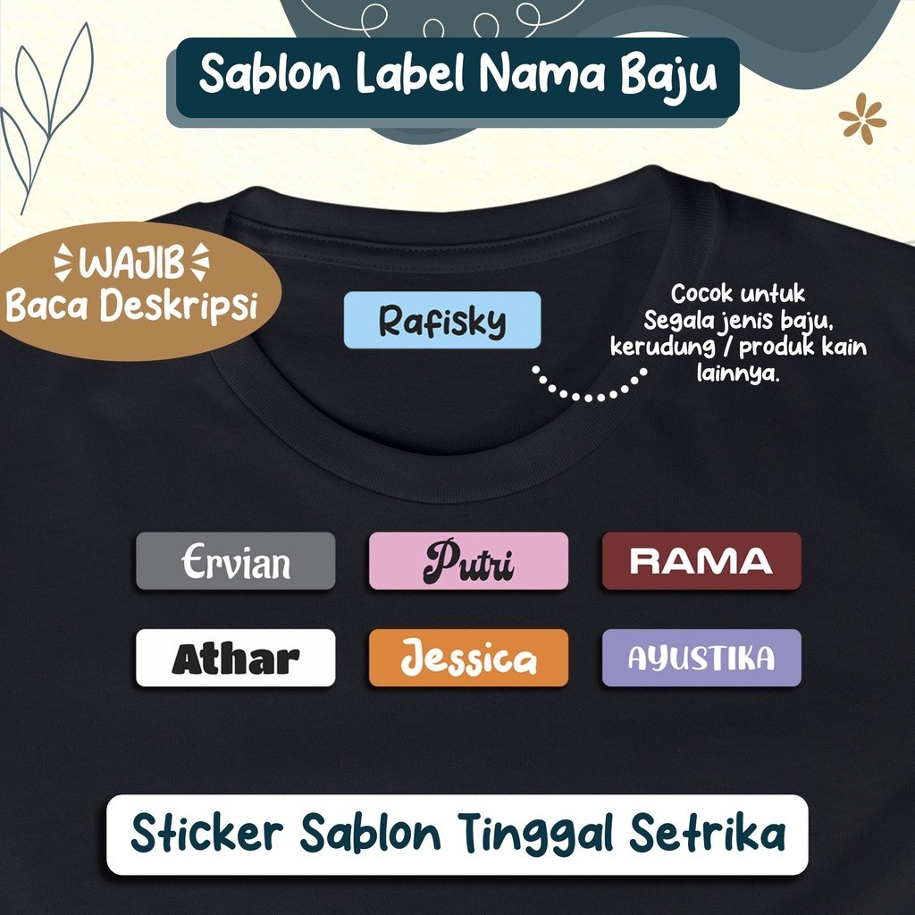 

Sticker Label Baju Kain Sablon DTF / Stiker Baju Sablon Setrika / Label Nama untuk Baju