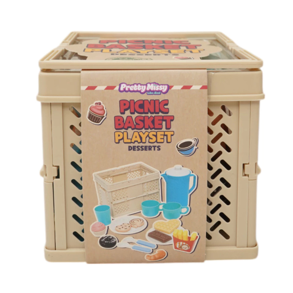 Picnic Basket Desserts Playset Pretend Play Mainan Dapur Anak Permainan Bongkar Pasang Playset Prett