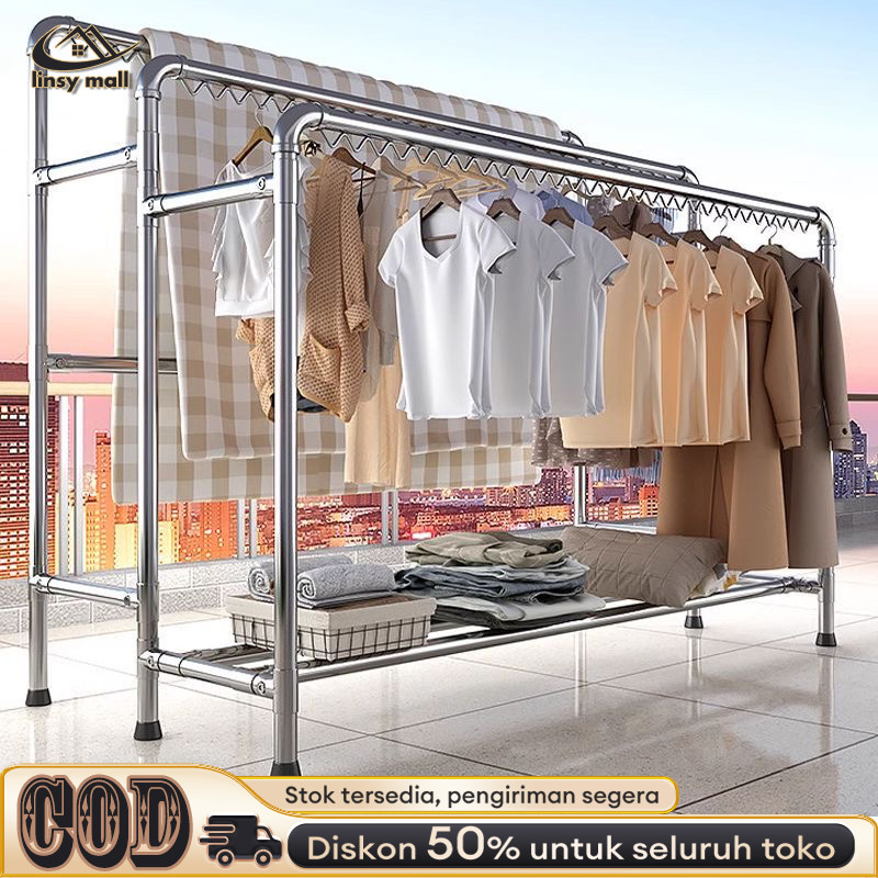 NEW Jemuran Baju Stainless Jumbo Gantungan Baju Stainless Tebal Jemuran Besar Jemuran Baju Aluminium