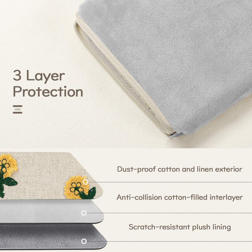 6-7'' Daisy Flower Embroidery Kindle Carrying Case Protective Sleeve Case for 6" Kindle/Kindle Oasis