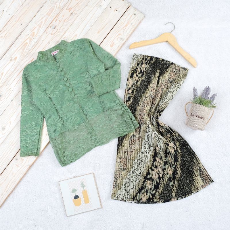 ARUMBINA Setelan Baju Kebaya Anak Perempuan Modern Rok Plisket