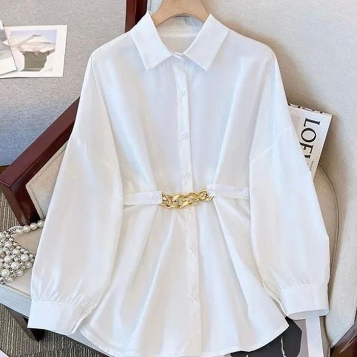 "S.LN.S" - TERBARU MELDA crinkle kemeja kerja wanita atasan polos korean style premium blouse terlar