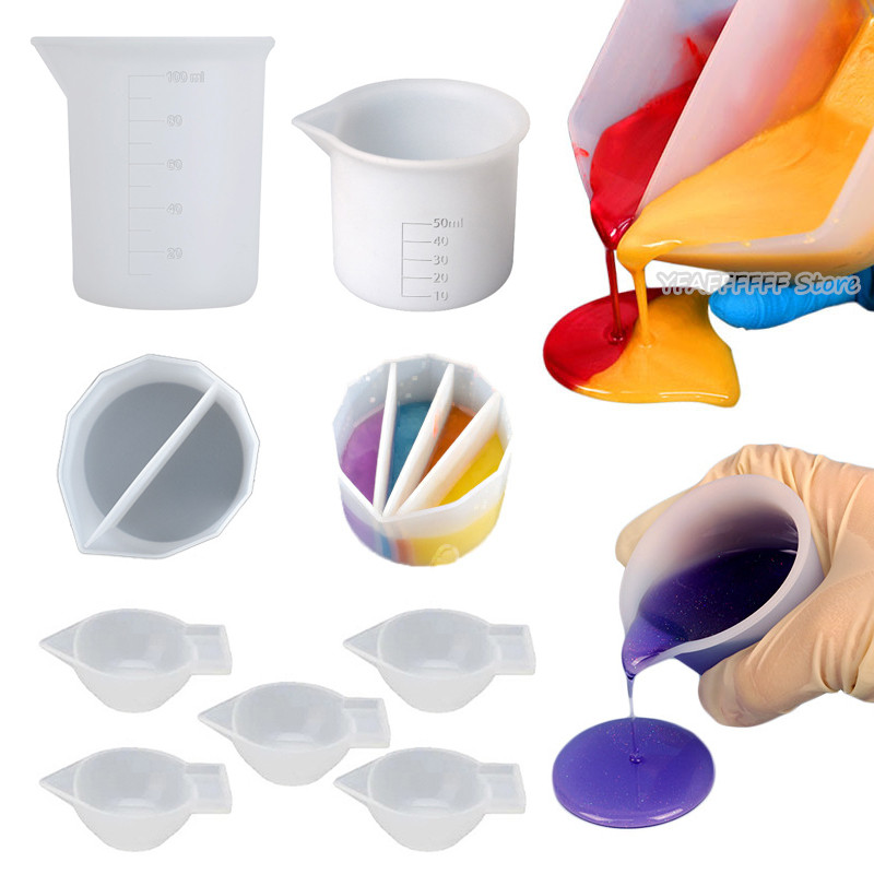 

Pour Split Cup Silicone Epoxy Mix For Paint Pouring Cups DIY Resin Tool Epoxy Resin Acrylic Paint Resin Mold Jewelry Making Tool