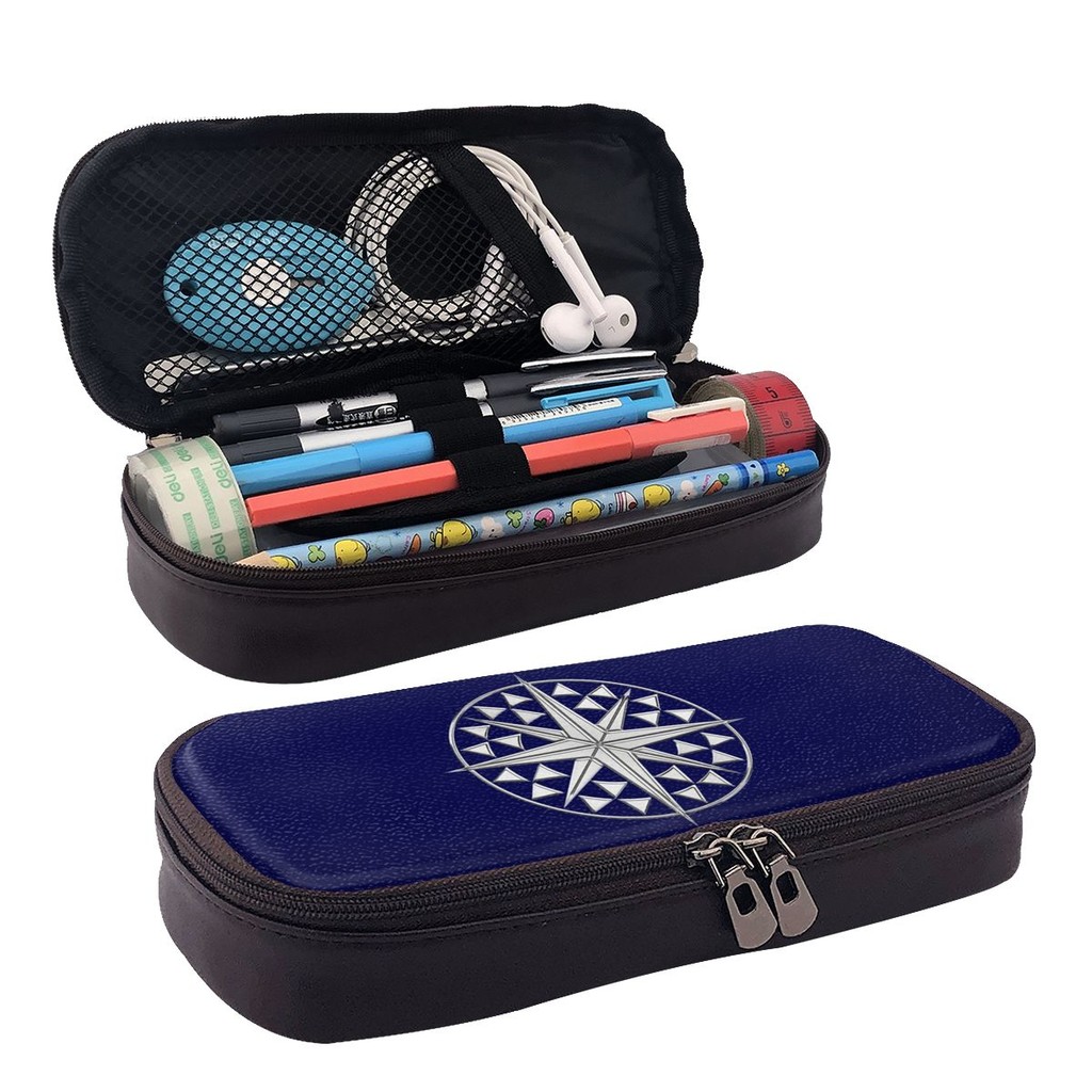 

Chrome Style Nautical Compass Star Leather Pencil Case for Studen School Pen Box Pencil Bag Stationery Supplies Pen Holder Bag