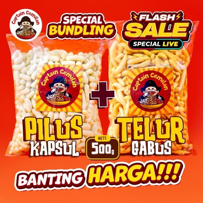 

bs s PAKET BUNDLING 500gram Telor Gabus Keju dan Pilus Original (Flash sale)NG