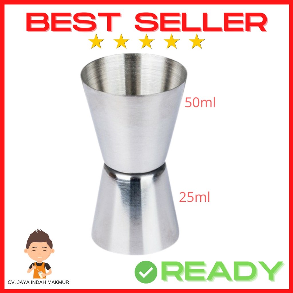 KIT Jigger Stainless measure 25/50ml Measuring Cup Gelas Ukur 25 50 cc 25/50cc steel