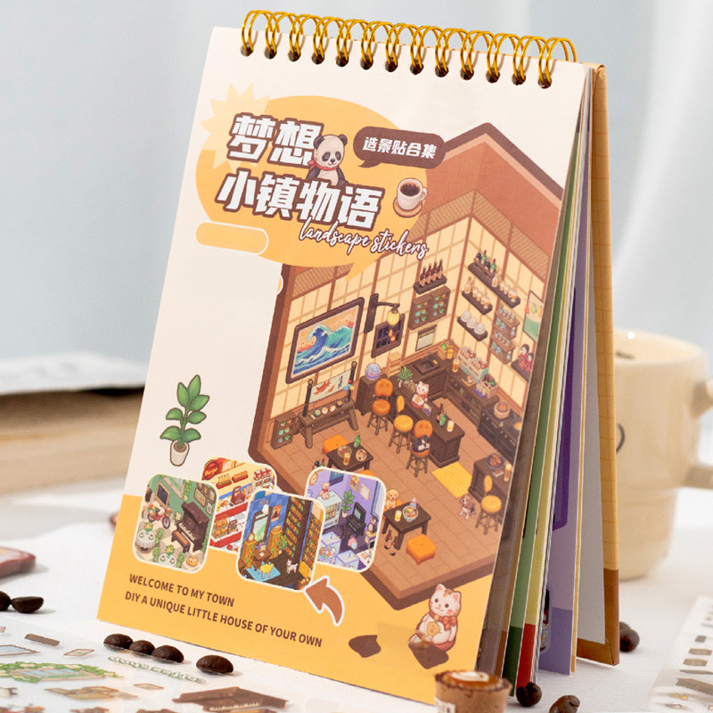 

Sticker Book 20sheets/bag 3D Town Scenery Flip Stickers Scrapbook DIY & Handbook Decoration for Phone Case Notebook