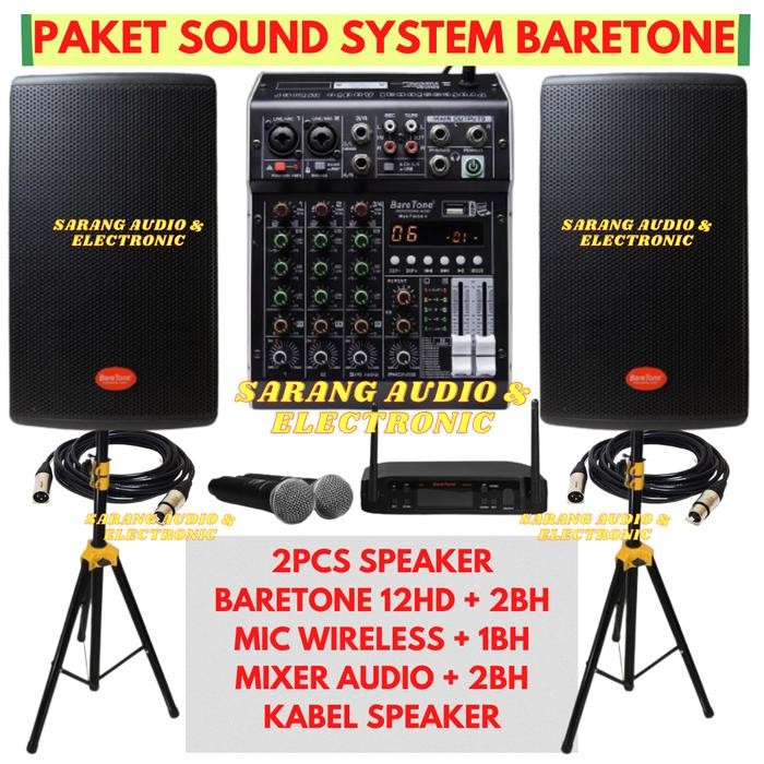 Paket Speaker Aktif Baretone 12 inch Mixer 4 Channel / MAX12HD 500Wx2