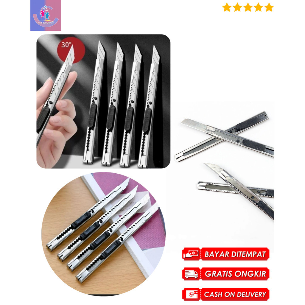 

337 Sliver Pisau Cutter / Kater Kecil Besi 60 Derajat Degrees Stainless Samoyed Knife Pisau Steel Pemotong Kertas Packing / K E