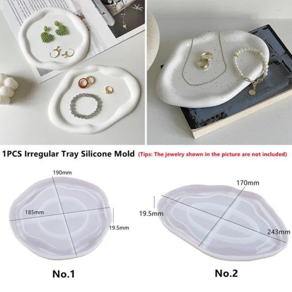 

1pc Diy resin drop adhesive irregular cloud tray tea cup pad jewelry tray gypsum mirror surface silicone mold