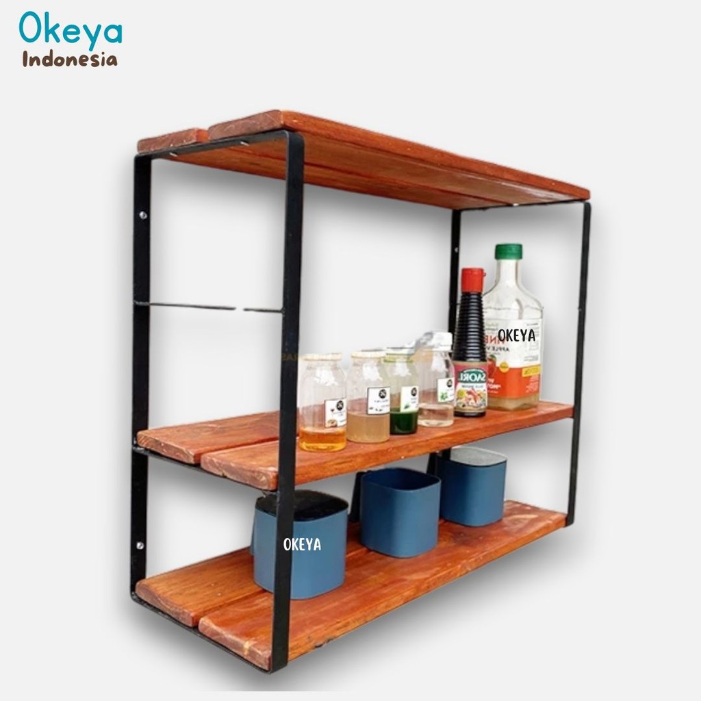 Rak Dinding Tempel Gantung NITIG Rak Dinding Tempel Gantung Ambalan Susun Tingkat 3 Dapur Besi dan K