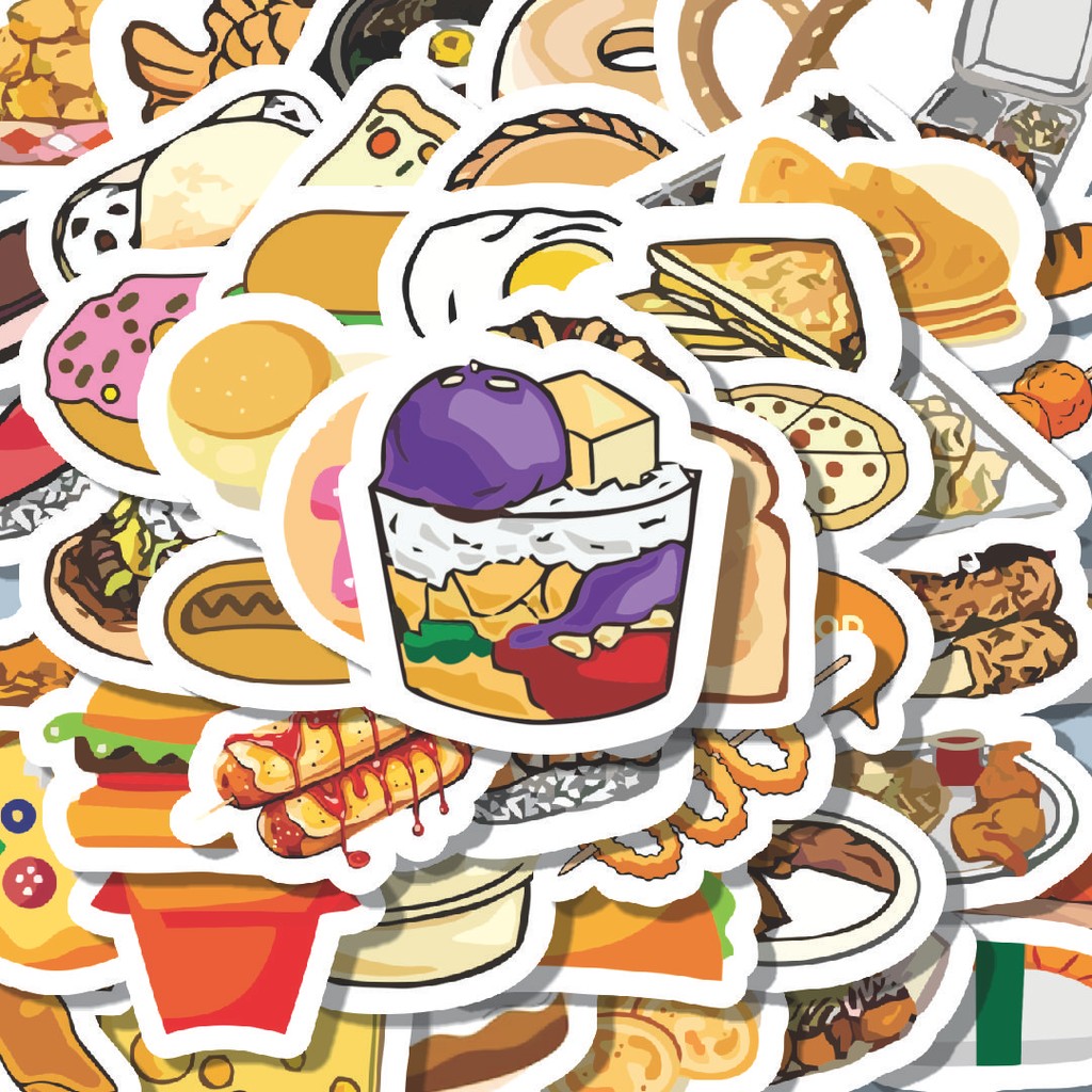

100PCS Lucu Stiker Delicious Street Food [Makanan Jalanan yang Lezat] Stiker Aesthetic Stiker Anti Air Stikers Berperekat Waterproof sticker decal buat Motor Helm Buku Journal Koper Casing HP Laptop Botol Minum Hadiah anak
