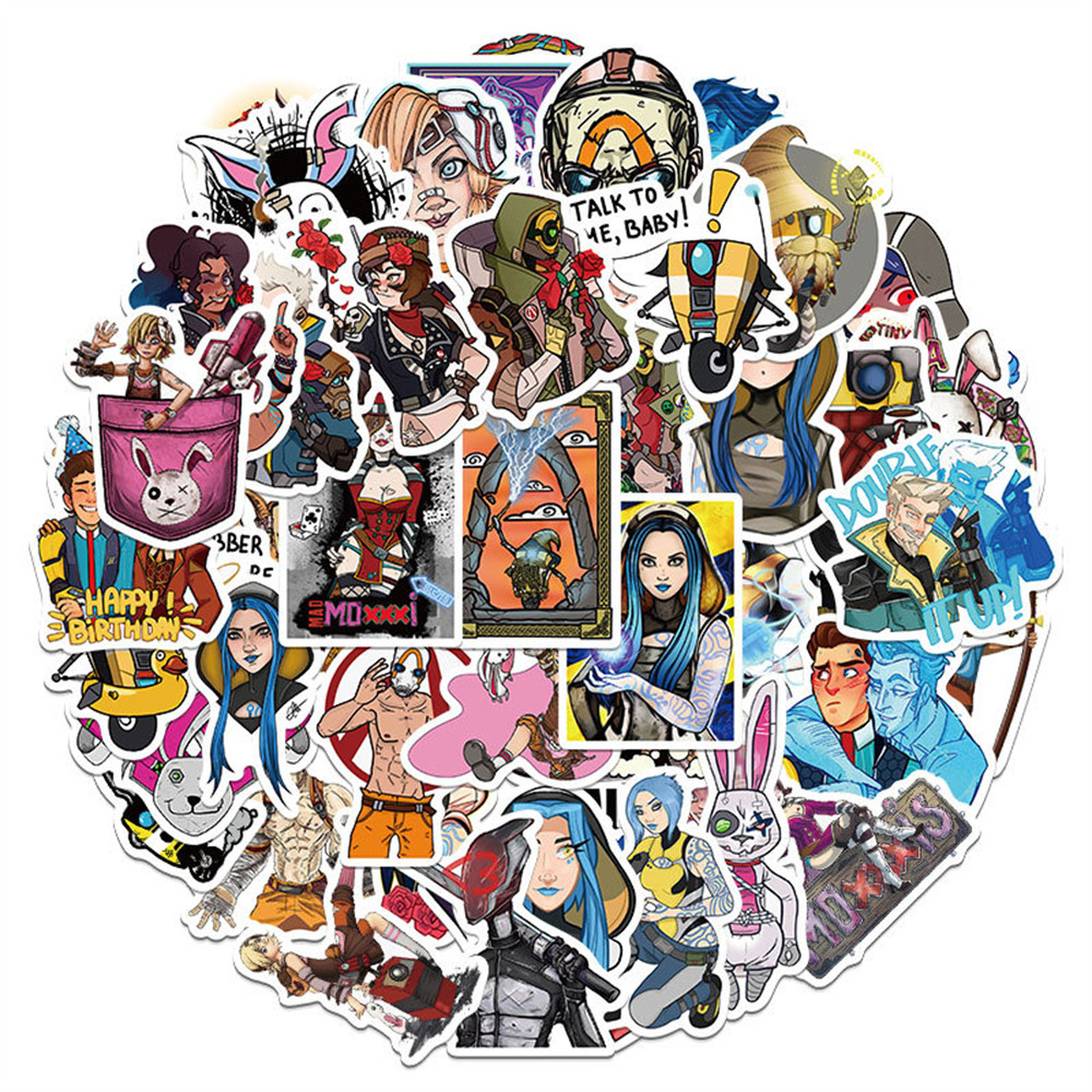 

50Pcs Game Borderlands Stickers Cartoon Cool Graffiti Decoration Water Cup Laptop Luggage Guitar Waterproof Decal Kids Toy