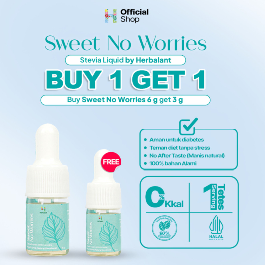 

Buy 1 Get 1 - Herbalant Stevia 6g+3g | Stevia Cair | 0 Calories | Gula diet | Gula stevia