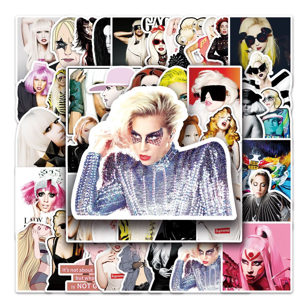 

10/51PCS Lady Gaga Sexy Actress Graffiti Stickers Crazy Fans Waterproof Skateboard Travel Suitcase Phone Laptop Luggage Guitar