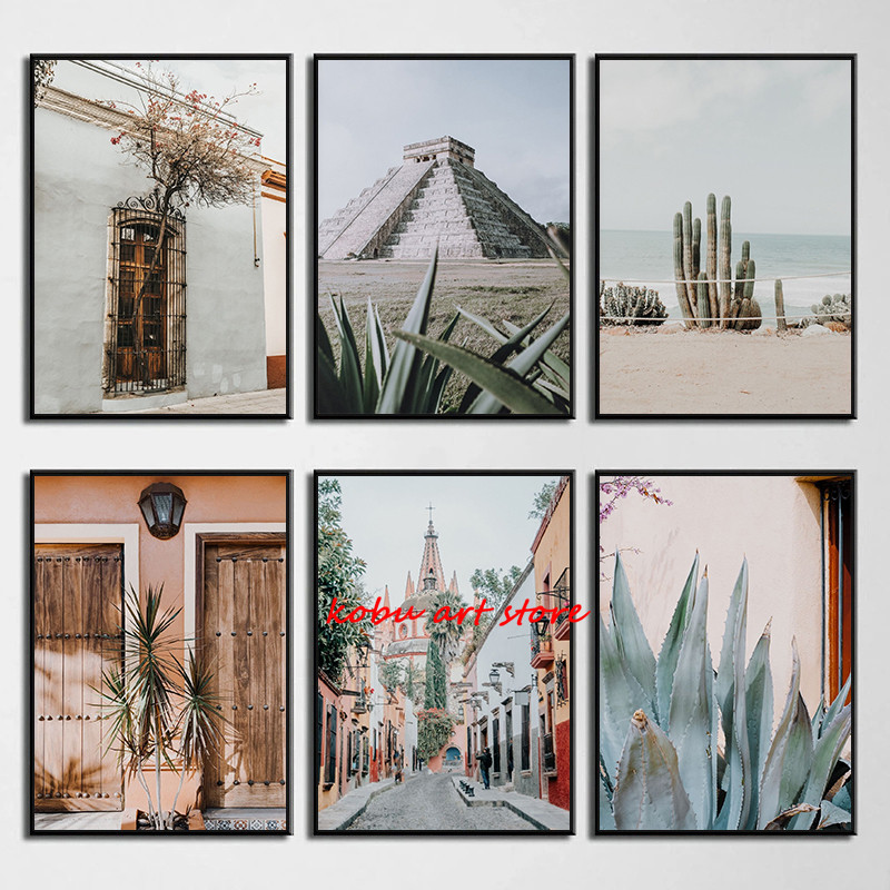

Mexican Landscape Cactus Photography Posters and Prints Canvas Painting Mexico Wall Art Picture for Living Room Home Decor