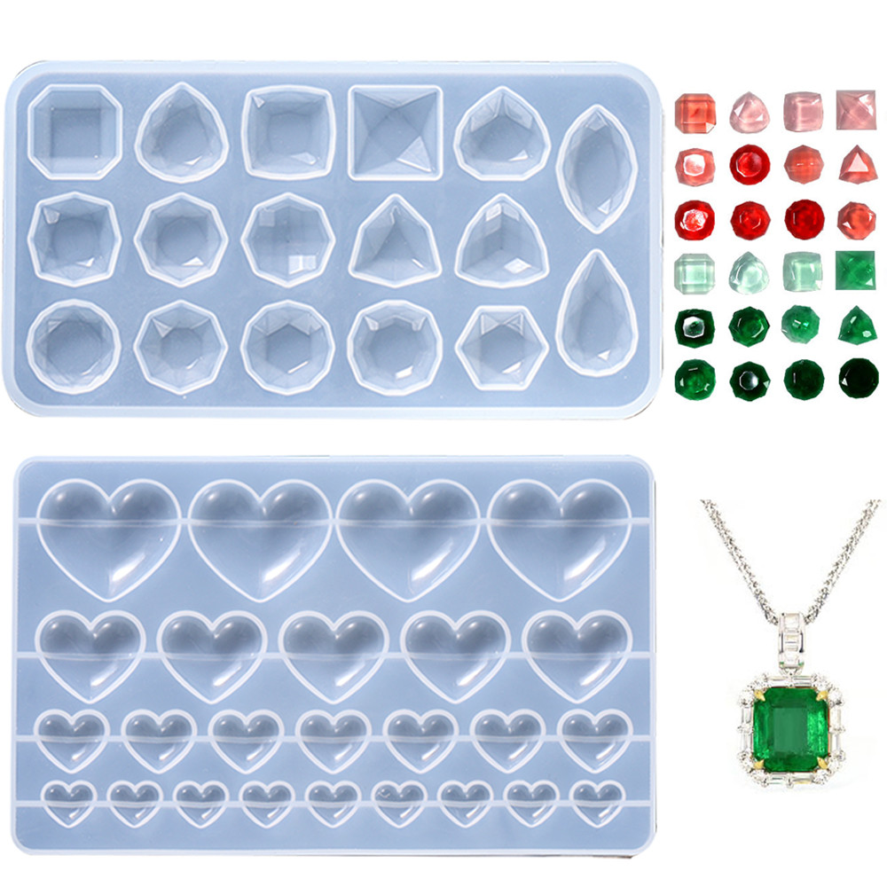 

DIY Cube Ring Necklace Bracelet Nail Art Gem Patch Crystal Epoxy Resin Love shape Silicone Mold for Jewelry Making