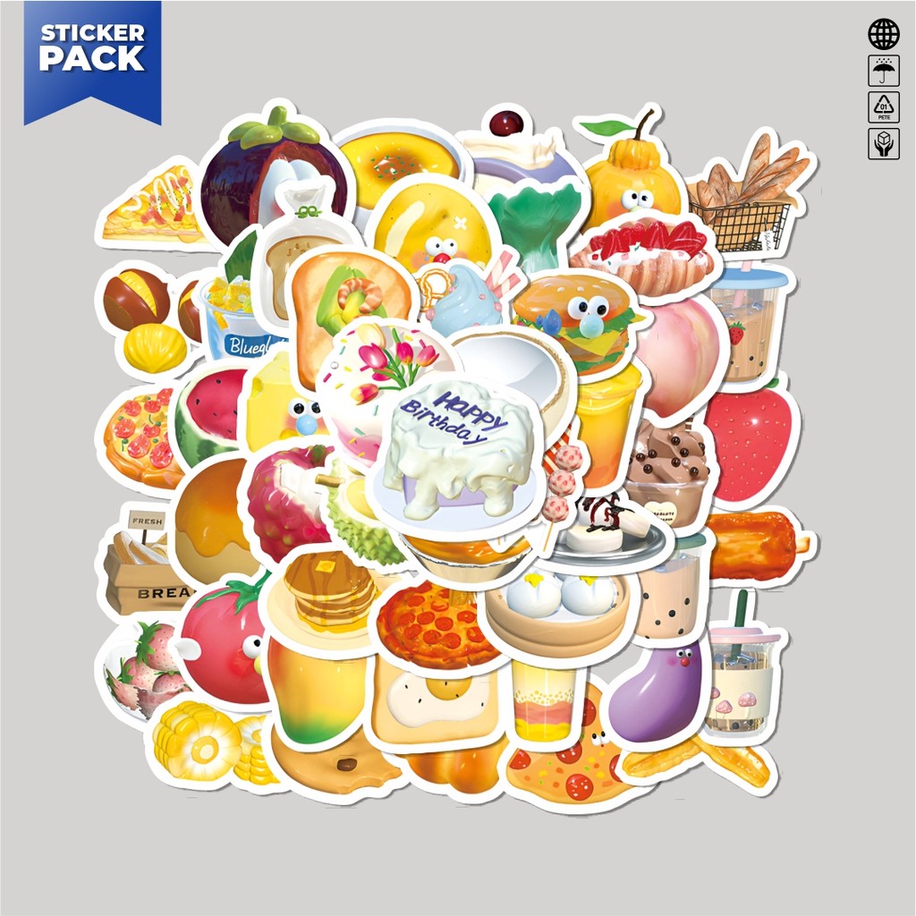 

[100PCS]Stiker Pack Stiker 3D Mix Fruit Aesthetic Vinyl Anti Air Dekorasi Sticker Laptop Buku Journal Koper Helm Casing HP Gitar Helm Skateboard