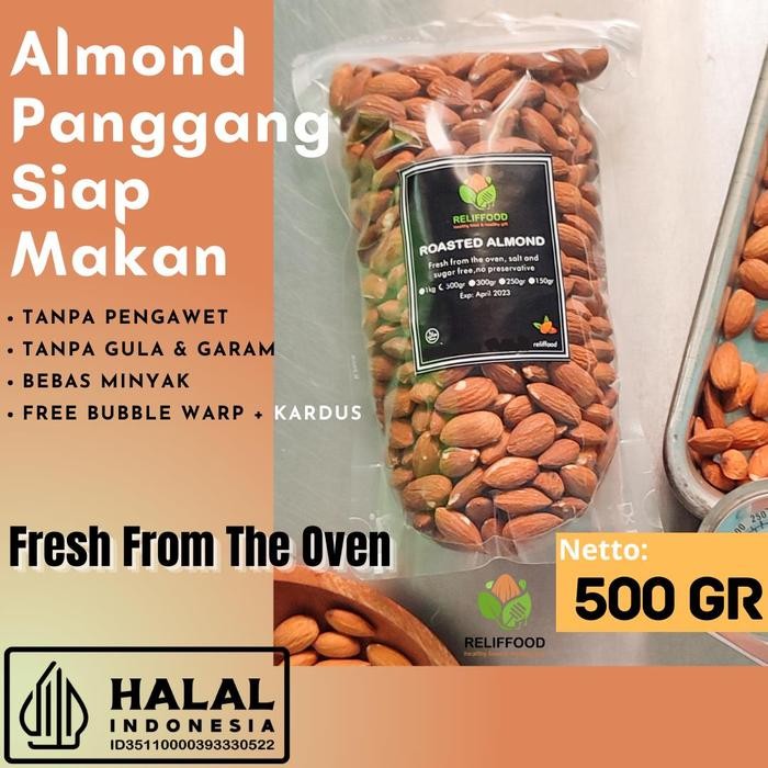 

ROASTED ALMOND 500 GRAM PREMIUM - KACANG ALMOND PANGGANG KUPAS 500 GRAM Snack Food - ALMOND 500 GR