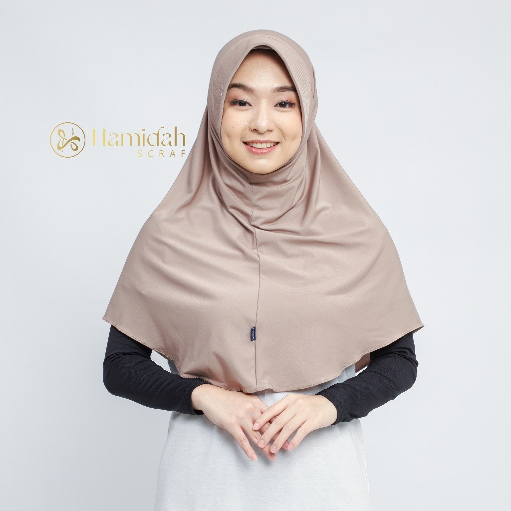 (ORI) BERGO HAMIDAH SIZE L PET BORDIR/kerudung instant/hijab sport/kerudung olah raga.