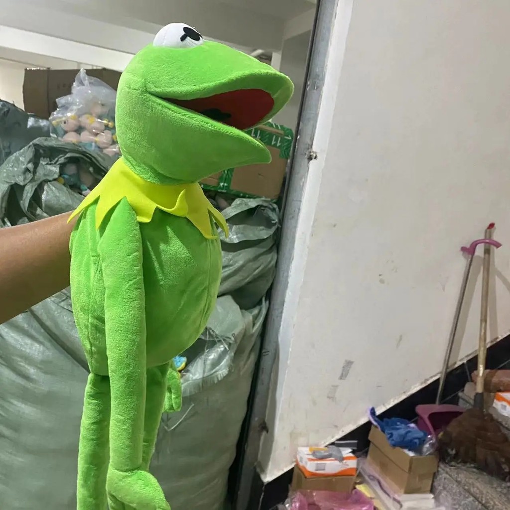 Kermit The Frog Funny Plush Doll Hand Puppet Schoolbag Frog Animal Plush Toy Big Doll Ventriloquist 