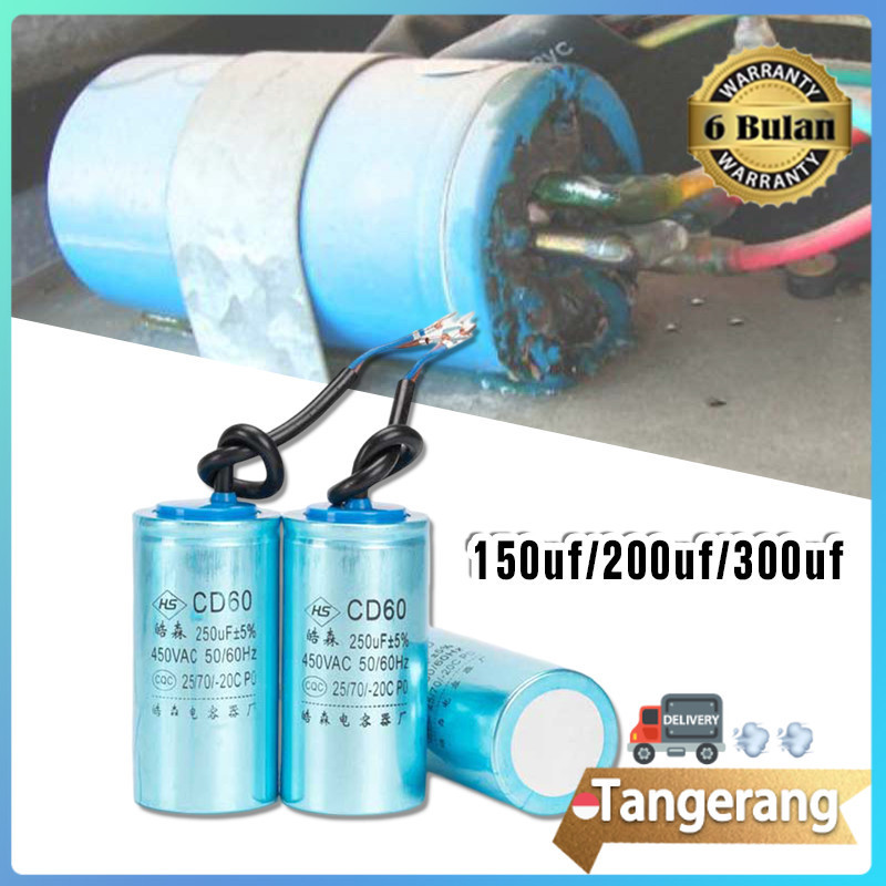 Kapasitor Start Cd60 450v 100uf / 200uf / 300uf untuk Motor Dinamo