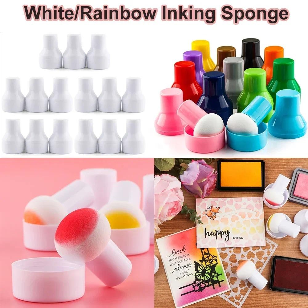 

9-30pcs White/Rainbow Paper Pouncers Ink Applicator With Storage Case For Direct Easily Ink Application On Scrapbooking Crafts