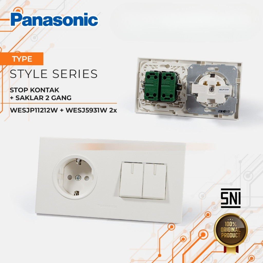 PANASONIC WESJ Stop Kontak + Saklar Seri/Double Putih / WESJ Panasonic