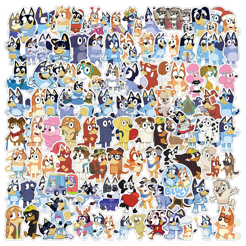 

50-100Pcs Bluey Stickers Toy Bingo Creative Cartoon Refrigerator Waterproof Sticker DIY Luggage Notebook Stickers Children Gifts