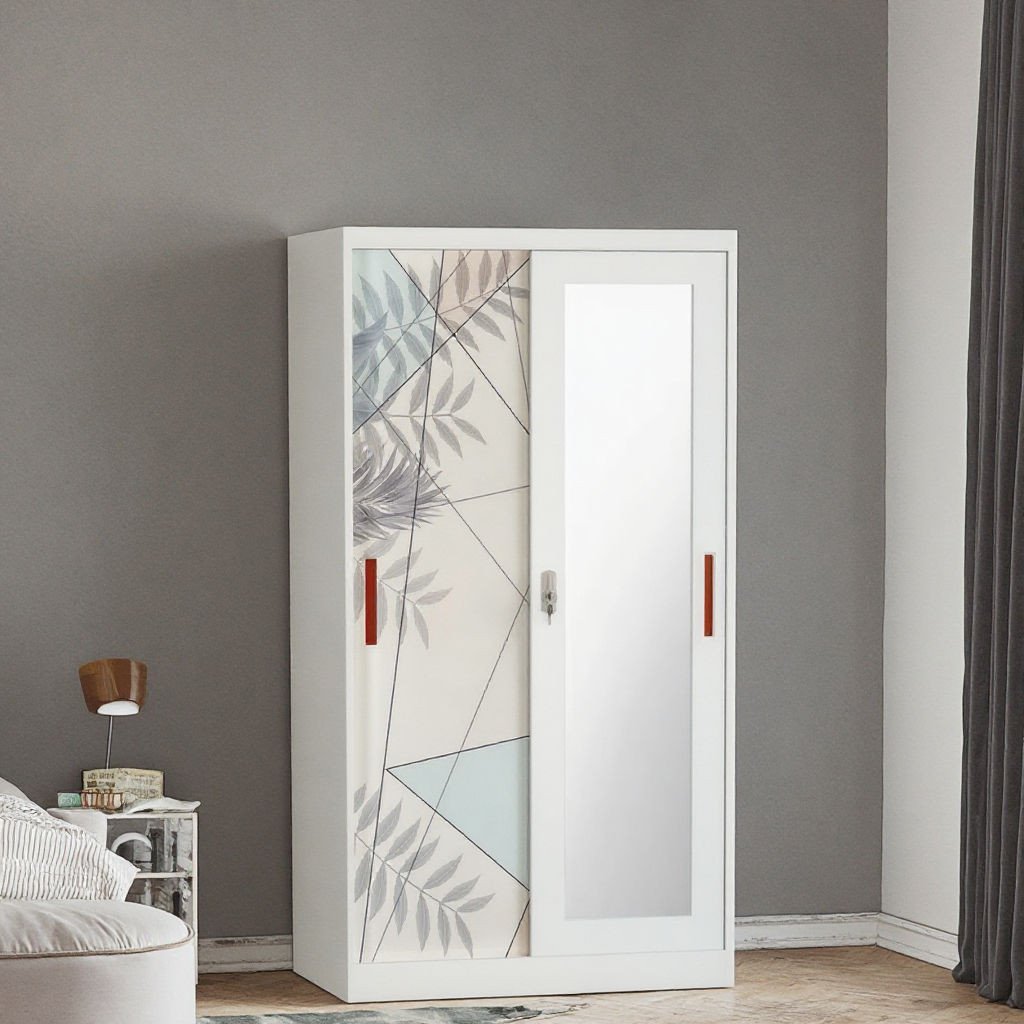 Lemari Pakaian Lemari Besi Sliding 2 Pintu Lemari Baju Besi Minimalis Lemari Pakaian Minimalis