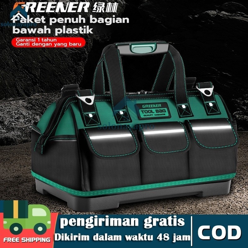 TEAMOR GREENER Tas Perkakas Toolkit Toolbox Toolbag Storage Tahan air dengan Strip Reflektif/Tool ba