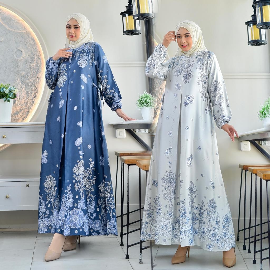 [BISA COD] RINJANI DRESS /GAMIS SILK PREMIUM MOTIF TERBARU WANITA MUSLIM BUNSUI JUMBO TERLARIS